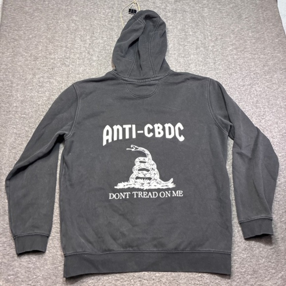 Carhartt K121 Hoodie Mens‎ Large Black Anti-CBDC Gadsden Flag Loose Fit Bitcoin